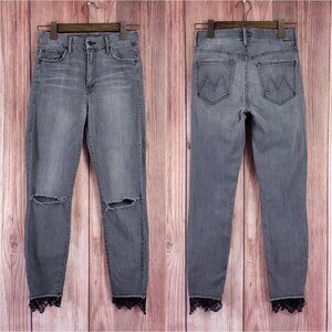 Mother Womens Size 27 High Waisted Looker Dagger Ankle Fray A Lacey Saloon Jeans